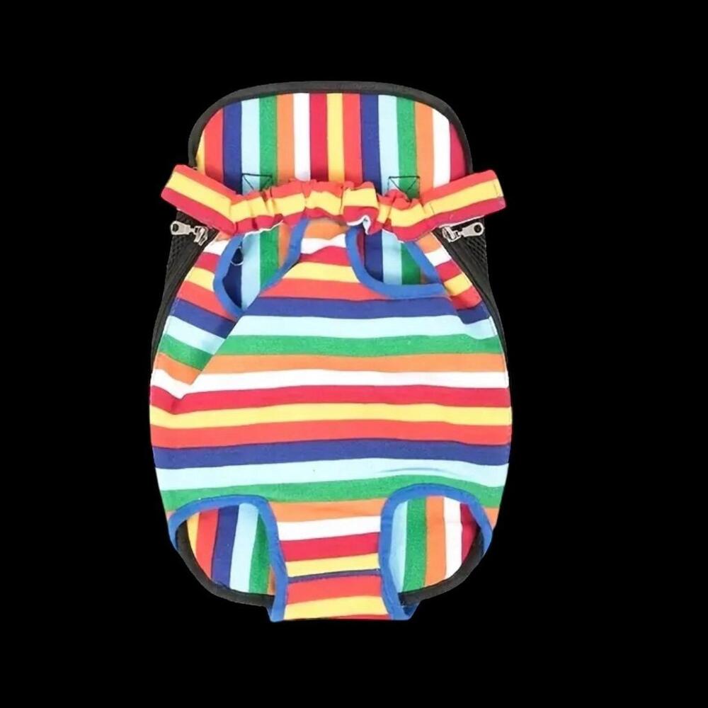 New Medium 1pc Pet Backpack, Adjustable, Nylon, Zipper Closure, Rainbow Color